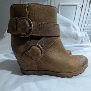 Sorel Brown Ankle Booties with Buckle Detail